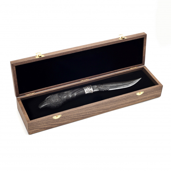 большой авторский нож «ворон» в подарочном деревянном коробе