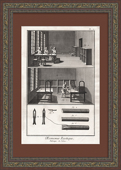 Табачная фабрика. Уникальная гравюра 18 века