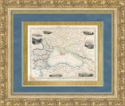 Черное море: Россия, Крым, Турция, Кавказ, антикварная с гравюрами, 1860 г.