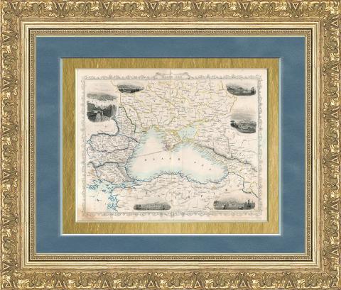Черное море: Россия, Крым, Турция, Кавказ, антикварная с гравюрами, 1860 г.