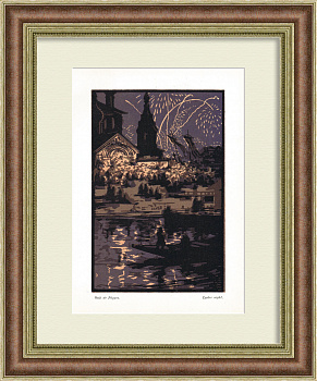 Пасхальная ночь, старинная линогравюра В.Д. Фалилеева, 1923 г.