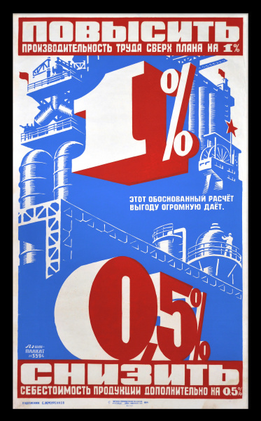 Повысить производительность труда сверх плана! Редкий советский плакат-шелкография огромного формата Повысить производительность труда сверх плана! Редкий советский плакат-шелкография огромного формата