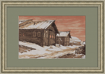 Дома в Подмосковье, редкая линогравюра Павлова Дома в Подмосковье, редкая линогравюра Павлова