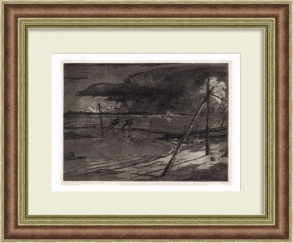 Туча, старинная линогравюра В.Д. Фалилеева, 1923 г.