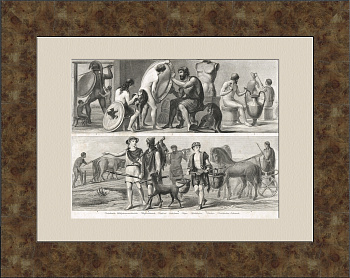 Древняя Греция, занятия и ремесла. Старинная гравюра