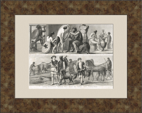 Древняя Греция, занятия и ремесла. Старинная гравюра