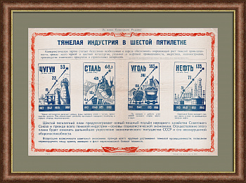 Тяжелая промышленность в шестой пятилетке. Агитационный, советский плакат