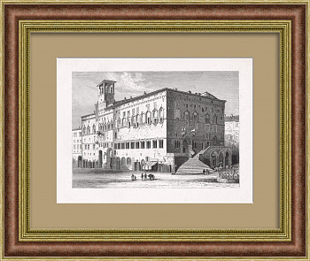 Палаццо Публико в Перудже, Италия. Старинная гравюра Палаццо Публико в Перудже, Италия. Старинная гравюра