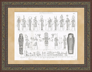 Пантеон божеств Древнего Египта. Старинная гравюра 19 века