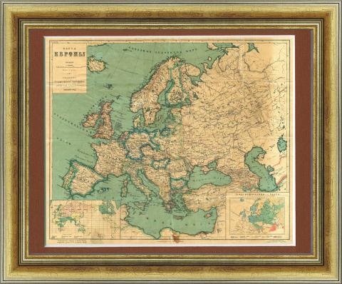 Россия и Европа в 1930-х годах, старинная карта, большой формат