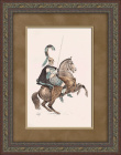 Древнегреческий воин на коне. Антикварная литография