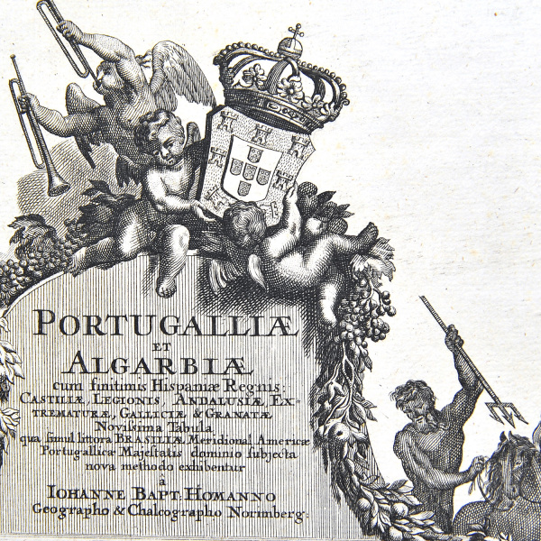 Редкая карта Португалии, западной части Испании и Бразилии, ок. 1720 г. Кабинетный формат Море, флот, сражения редкая карта португалии, западной части испании и бразилии, ок. 1720 г. кабинетный формат