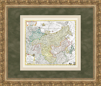 Российская империя, гравированная карта с ручной раскраской, 1780-е гг. Российская империя, гравированная карта с ручной раскраской, 1780-е гг.