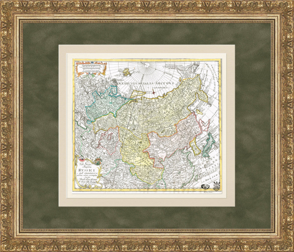 Российская империя, гравированная карта с ручной раскраской, 1780-е гг. Российская империя, гравированная карта с ручной раскраской, 1780-е гг.
