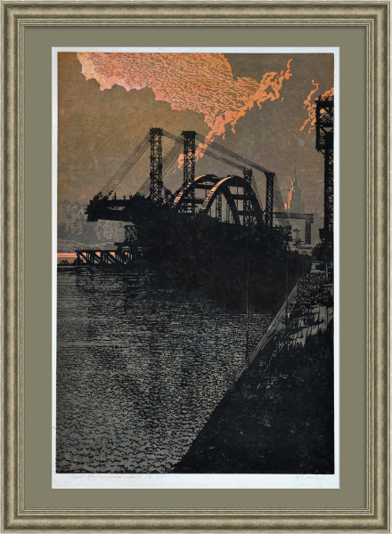 Двухъярусный мост на пантонах. Индустриальный пейзаж