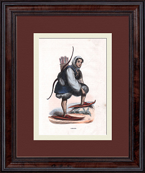 Самоед в национальном костюме. Редкая, старинная гравюра