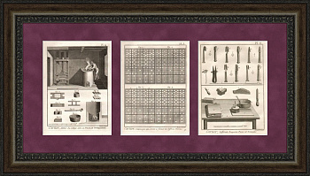 Изготовление игральных карт,  старинные гравюры в раме, 18 в. Изготовление игральных карт,  старинные гравюры в раме, 18 в.