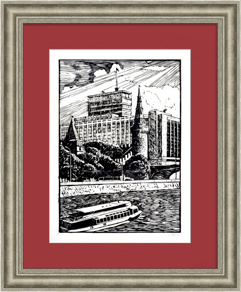 Гостиница "Россия". Москва, Зарядье. Редкая, авторская гравюра Гостиница "Россия". Москва, Зарядье. Редкая, авторская гравюра