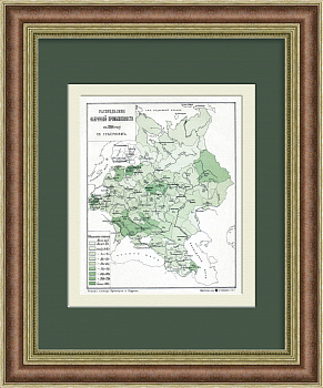 Фабрики в Европейской России в 1896 году, старинная карта