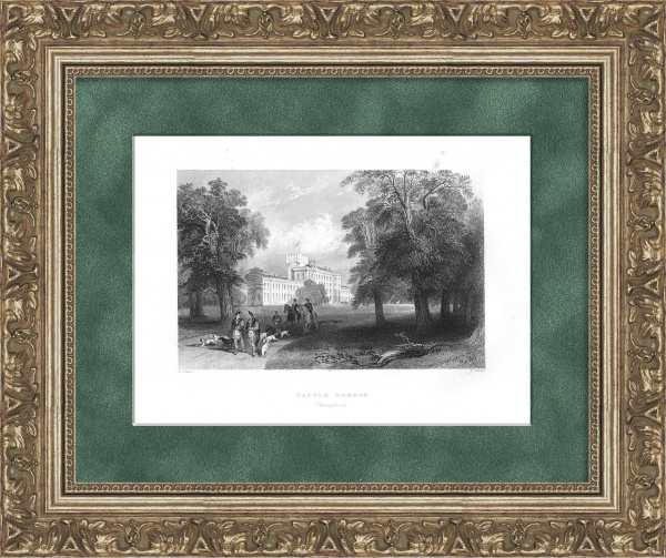 Замок Гордон в Шотландии. Антикварная гравюра