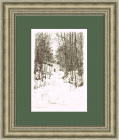Зимний лесной пейзаж, авторская литография Верейского Г. С.