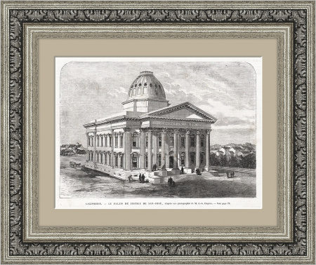 Дворец правосудия в Сан-Хосе, Калифорния. Литография, 1868 г.
