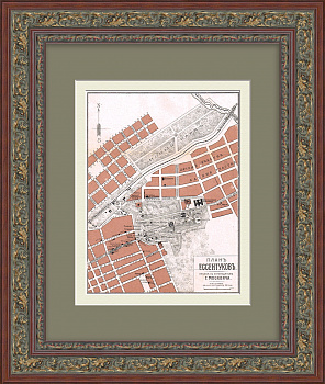 Ессентуки, план города. Кавказ. Старинная карта