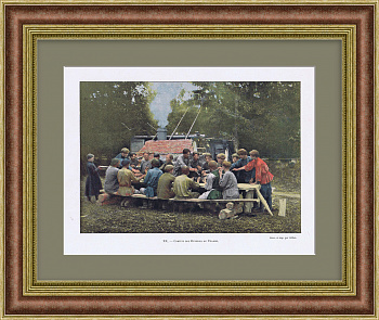 Обед крестьян. Редкая,старинная фототипия начала 20 века