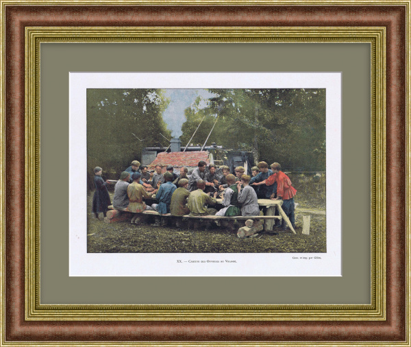 Обед крестьян. Редкая,старинная фототипия начала 20 века