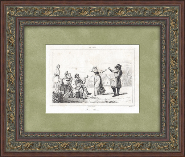 Русский народный танец, старинная гравюра 19 века