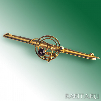 Золотая брошь с аметистом, 1905-е годы, Лондон