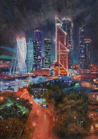 Царство стекла и бетона. Москва-Сити. Картина И. Разживина