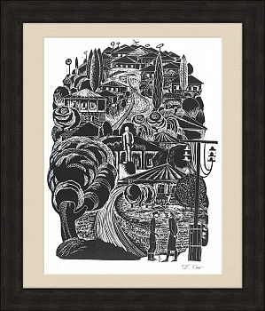 Адыгея, авторская гравюра