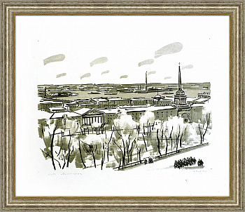 Небо Ленинграда. Блокада. Литография с подписью автора