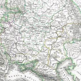 Европейская Россия с первыми железными дорогами, старинная карта