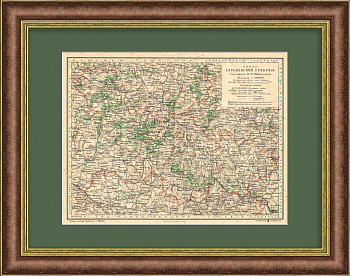 Харьковская губерния. Российская империя, старинная карта