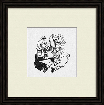 Пробы воды на Байкале. Старинная, авторская гравюра