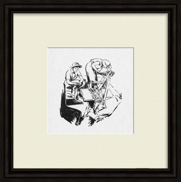 Пробы воды на Байкале. Старинная, авторская гравюра