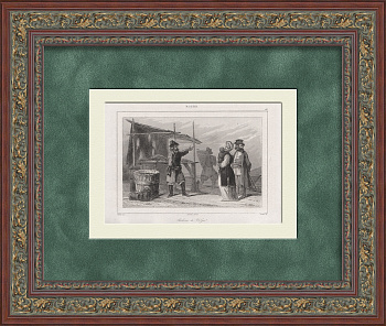 Рыбаки на Волге. Старинная гравюра 19 века