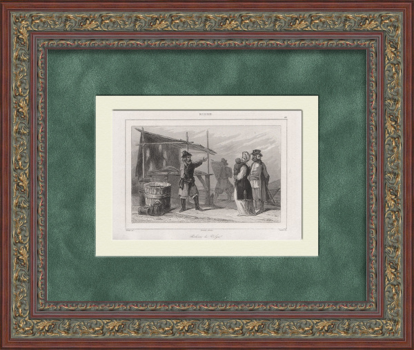 Рыбаки на Волге. Старинная гравюра 19 века