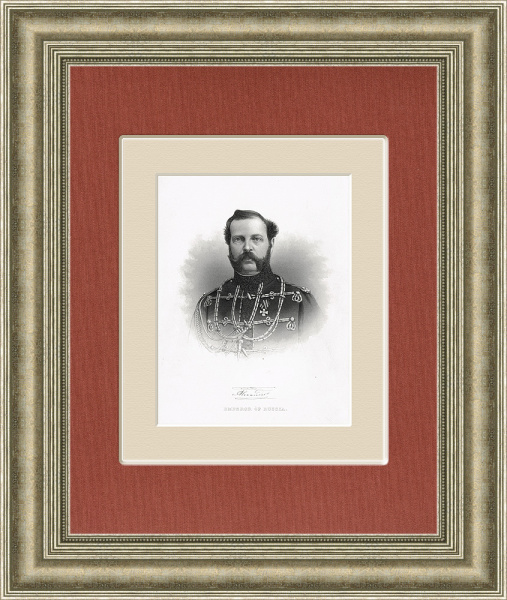 Император Александр II, cтаринная гравюра, 1866 г.