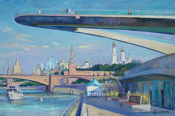 Яркое утро на Москворецкой набережной. Авторская живопись.