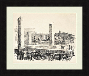 На строительстве. Узбекистан. Редкая гравюра 1943 года На строительстве. Узбекистан. Редкая гравюра 1943 года