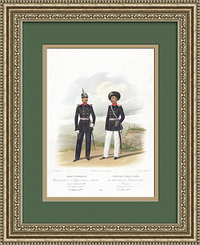 Обер-офицеры линейных батальонов 1855 года, старинная хромолитография
