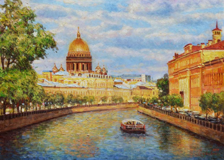 Солнечный Петербург. Набережная реки Мойки. Картина И. Разживина
