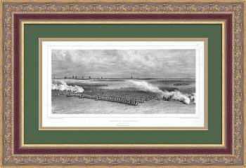 Движение Конных шеренг вперед. Лагерь в Вознесенске, Николаевская губерния. Старинная гравюра