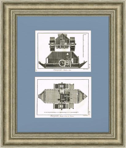 Плавучие водяные мельницы. Плотницкое дело на гравюрах 18 в., серия "Ремесла" Дидро