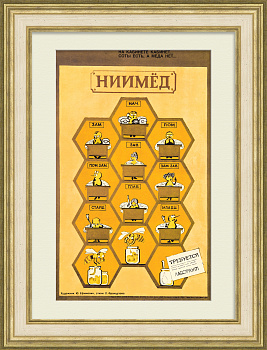 НИИМЁД: На кабинете кабинет - соты есть, а меда нет! Сатирический плакат "перестройки"