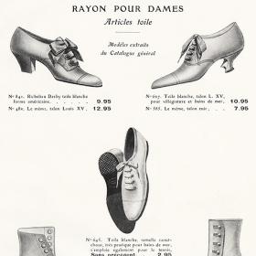 Женская и детская обувь, французская коллекция 1910 года. Старинная реклама, 1910 г.