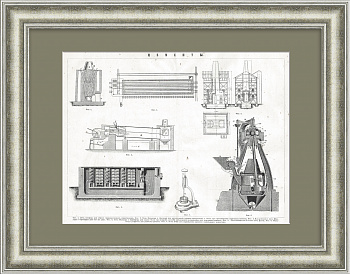 Производство цемента, строительство. Старинная гравюра Производство цемента, строительство. Старинная гравюра